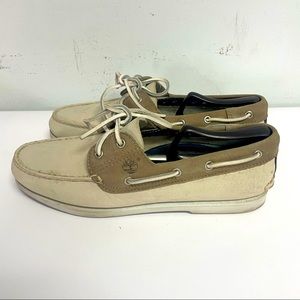 Timberland  Mens Casual Genuine Leather Upper Low Lace Up Shoes 11W, Beige&Light